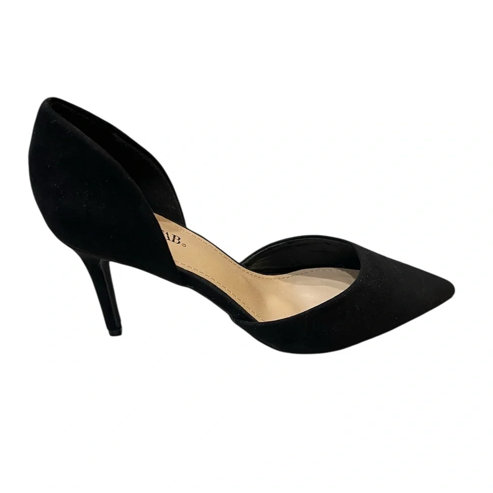 JustFab Black Suede d’Orsay Pointed Toe Heels - Picture 5 of 5